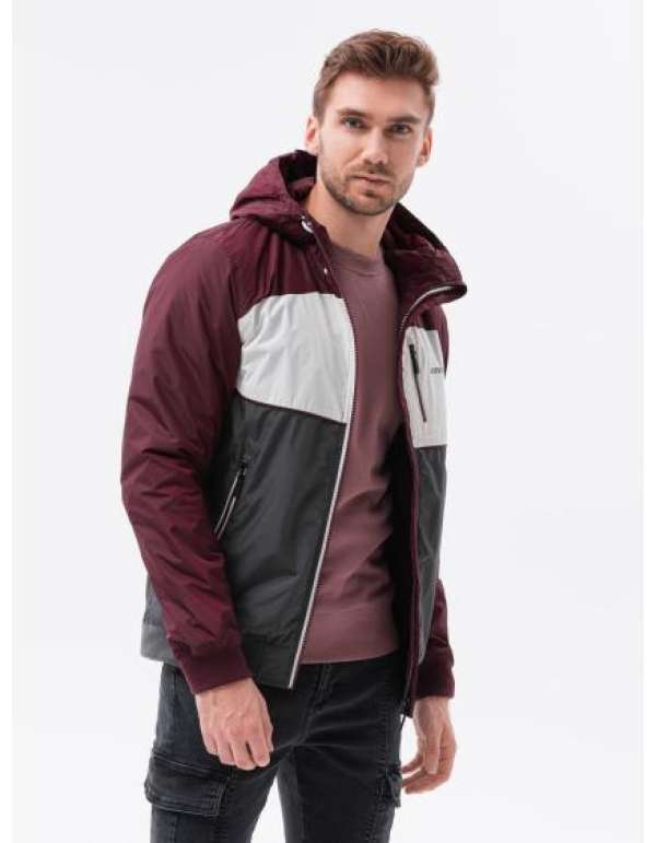 Férfi steppelt kabát CARTER sötétvörös