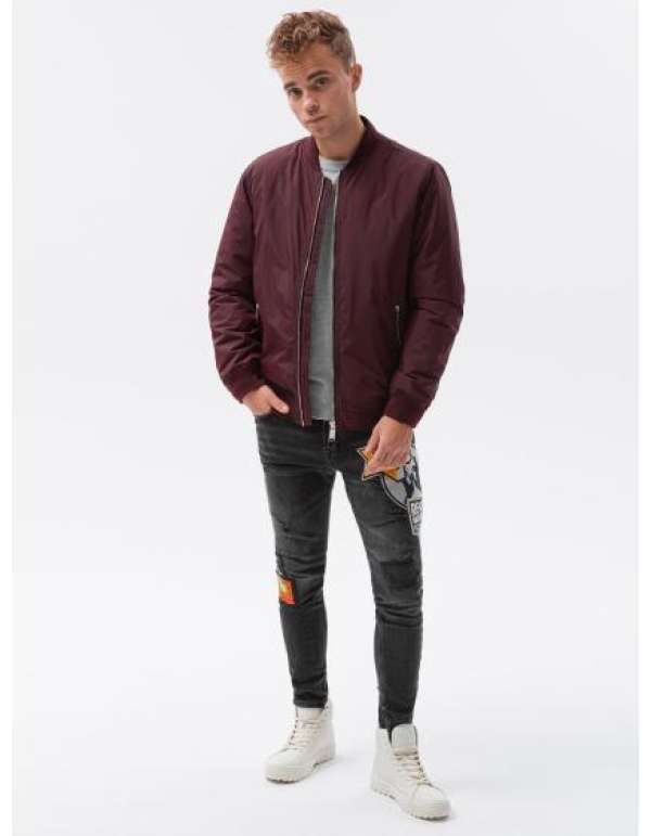 Férfi steppelt kabát IBRAHIM sötétvörös