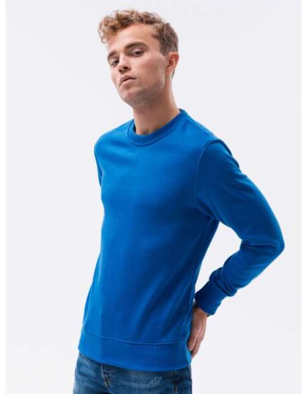 Férfi egyszínű pulóver OMIA kék