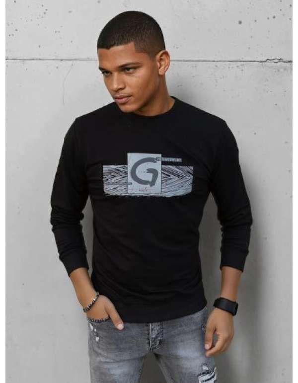 Férfi pulóver nyomtatott GEA fekete