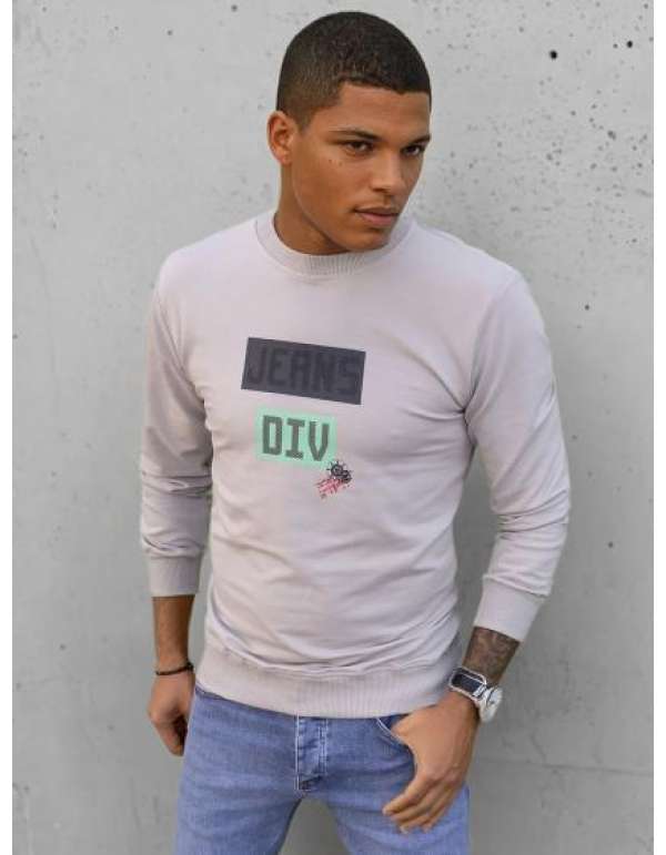 Férfi pulóver nyomtatott DIV bézs színben