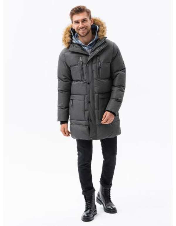 Férfi télikabát CHRIS sötétszürke