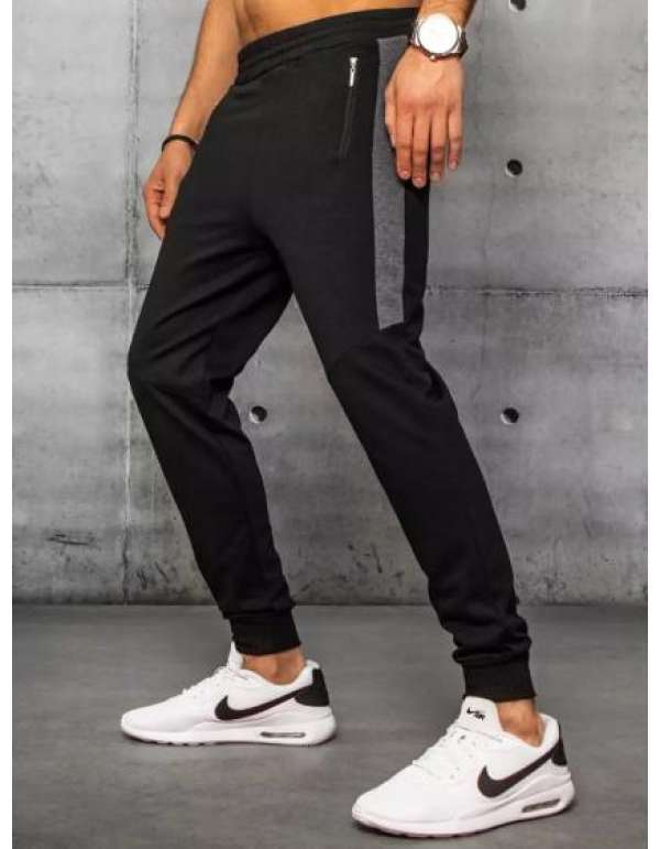 Férfi sportnadrág fekete STRIP nyomtatás nélkül