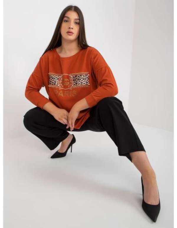 Női blúz applikációkkal plus size CHERELL tégla téglával