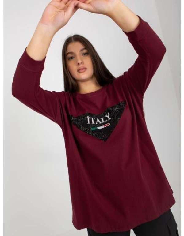 Női 3/4-es ujjú plus size blúz NINON szilva