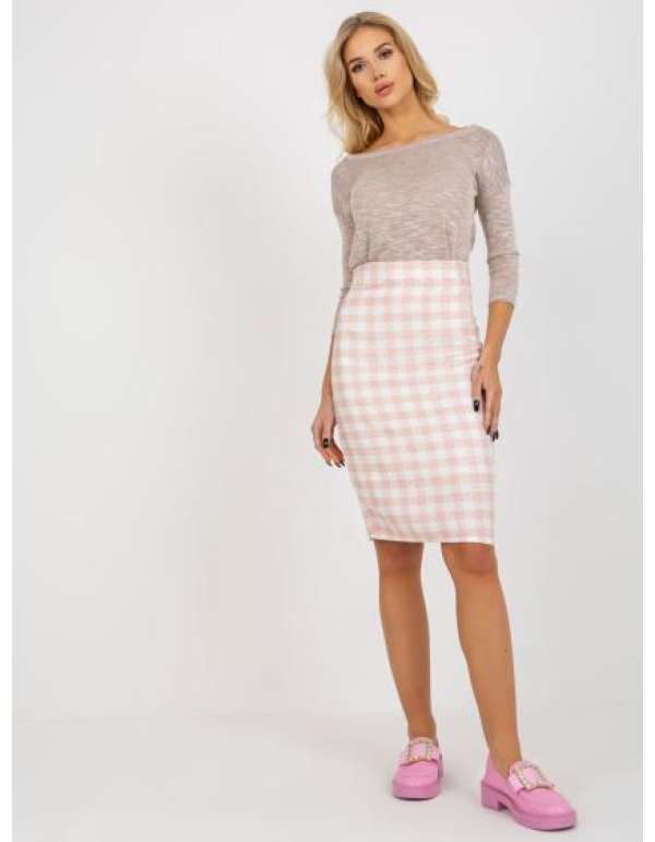 Női szoknya NICOLE barack-fehér szoknya