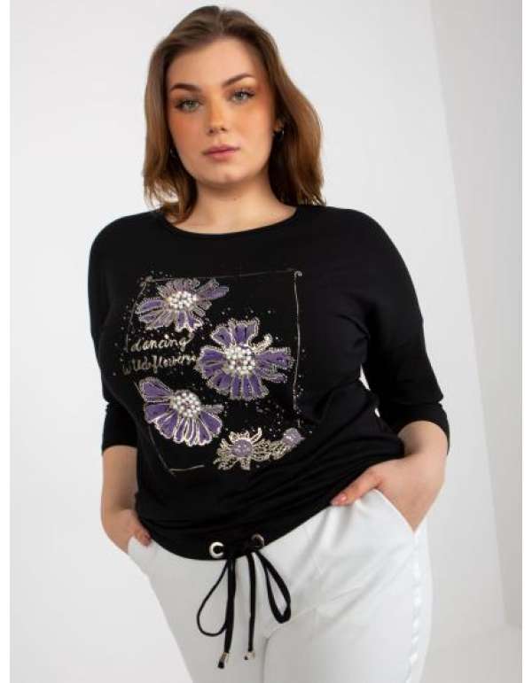 Női 3/4-es ujjú plus size blúz JANELLE fekete