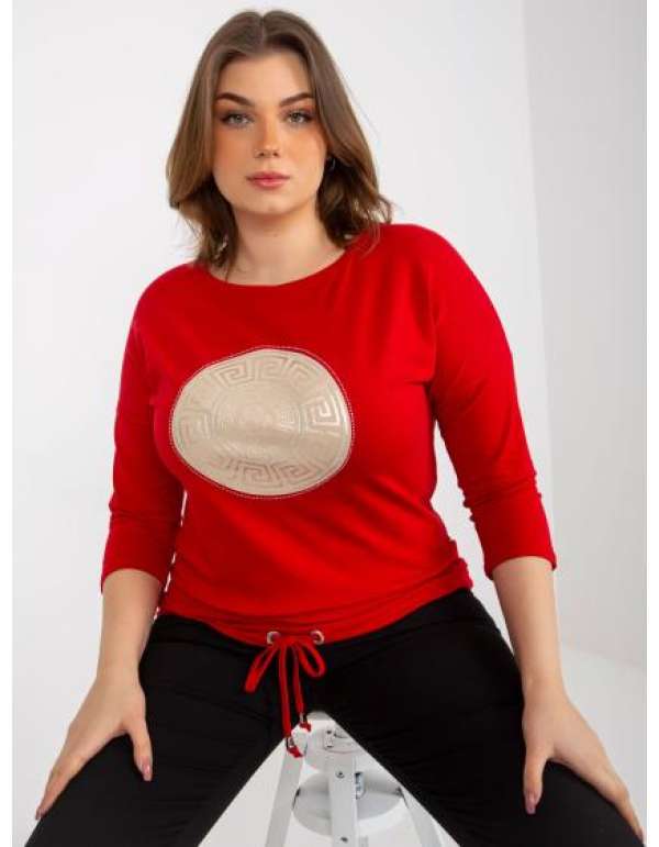 Női 3/4 ujjú, nyomtatott blúz plus size BECKY piros