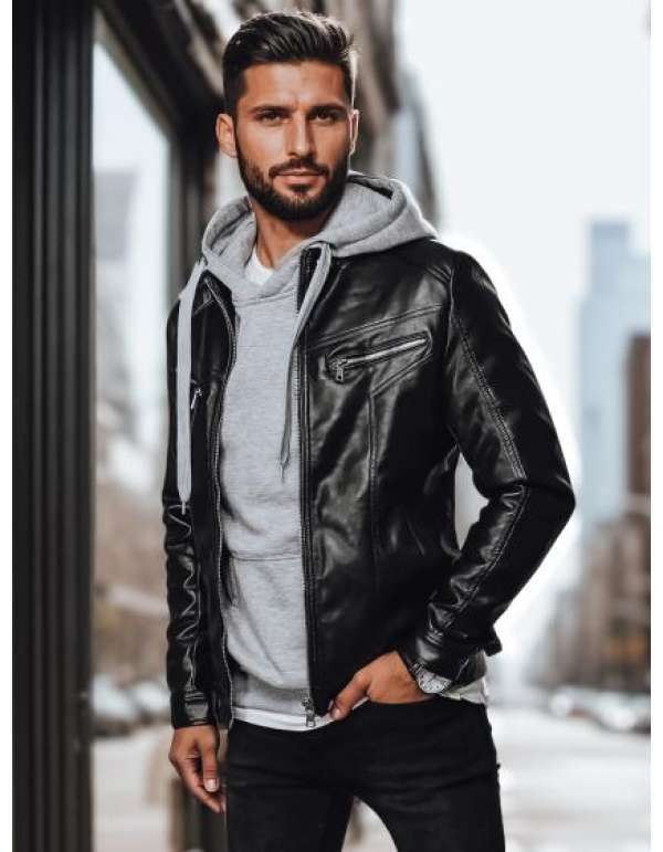 Férfi bőrdzseki DARIO fekete