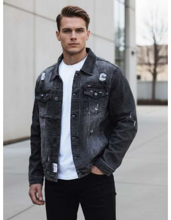 Férfi farmerdzseki FLORA szürke