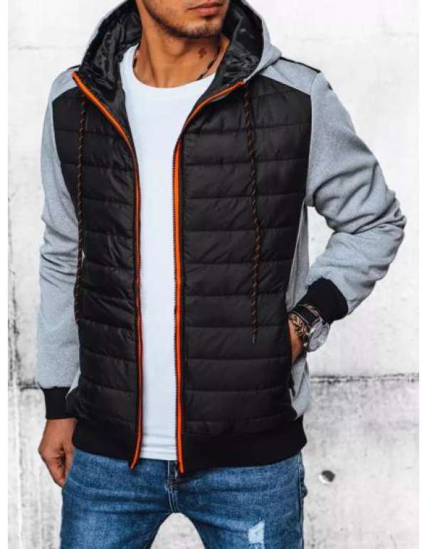 Férfi steppelt kabát R03 világosszürke