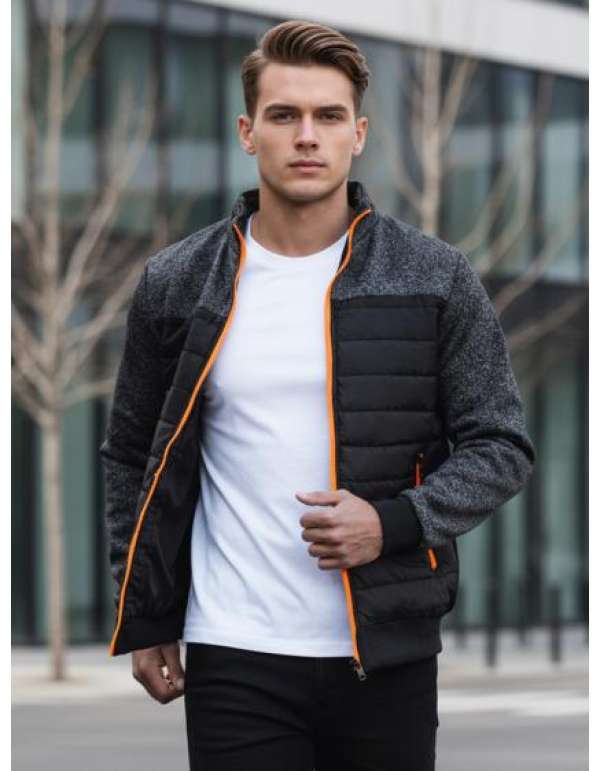 Férfi átmeneti kabát steppelt R04 fekete