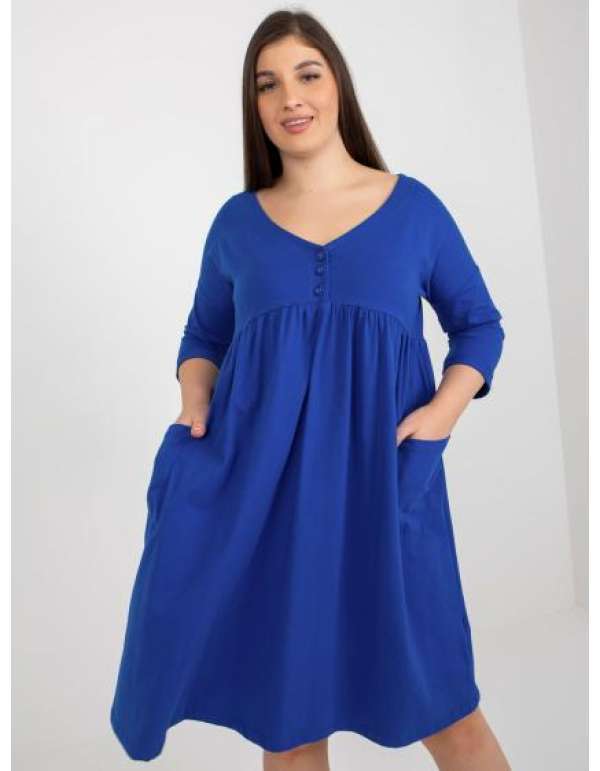 Női 3/4 ujjú, nyomtatott plus size ruha SIARA sötétkék