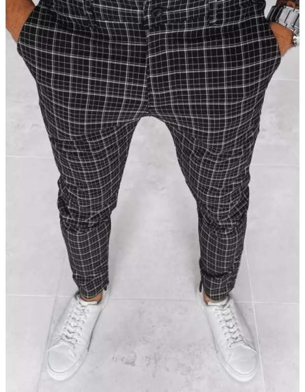 Férfi kockás chino SIMPLY fekete