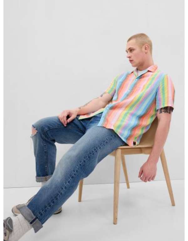 Vászon csíkos ing Unisex