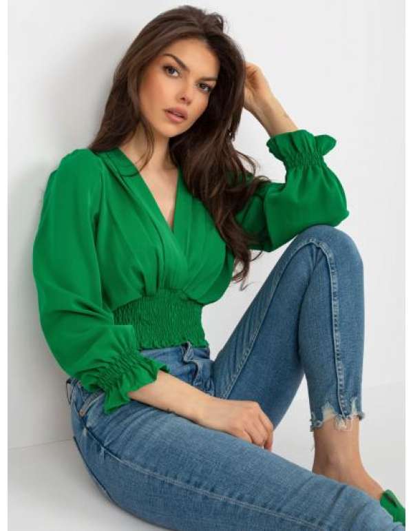 Női blúz elasztikus ráncokkal LUJZA zöld