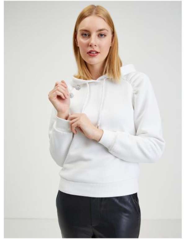 Fehér női kapucnis pulóver