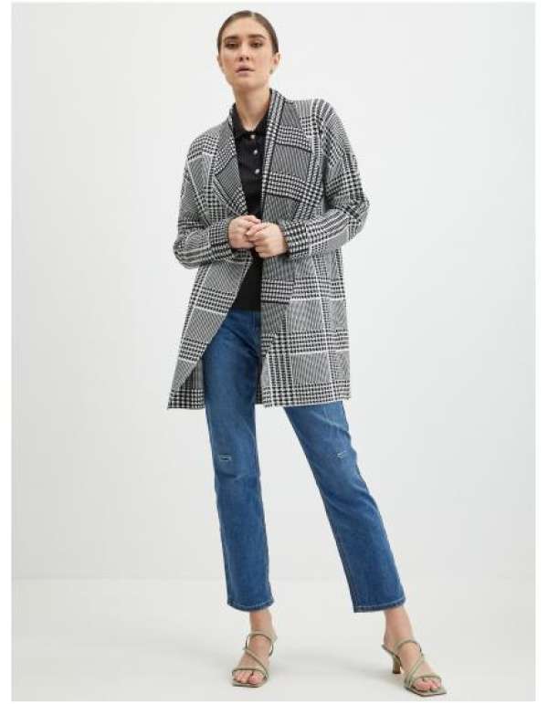 Fekete női mintás kardigán