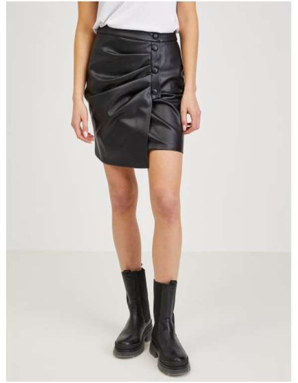 Fekete női műbőr szoknya