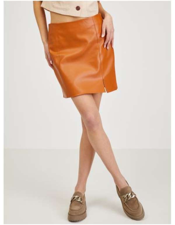 Női narancssárga műbőr szoknya