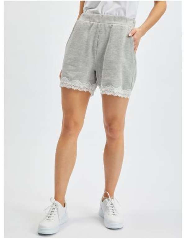 Világosszürke női csipkés melegítőnadrág rövidnadrág