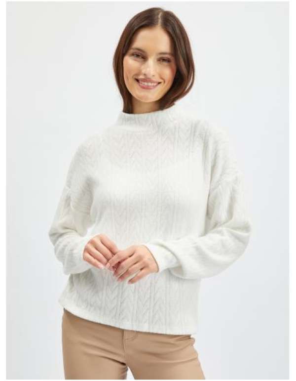 Fehér női mintás pulóver