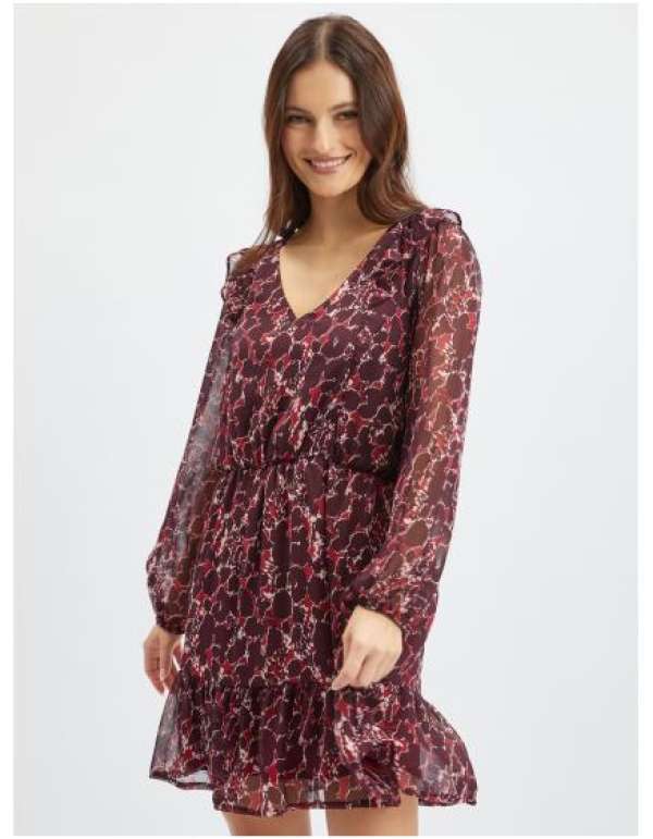 Burgundi női mintás női ruha