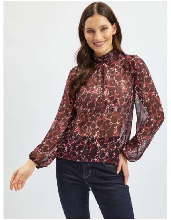 Burgundi női mintás blúz