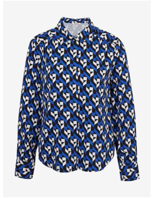 Fekete és kék női mintás blúz