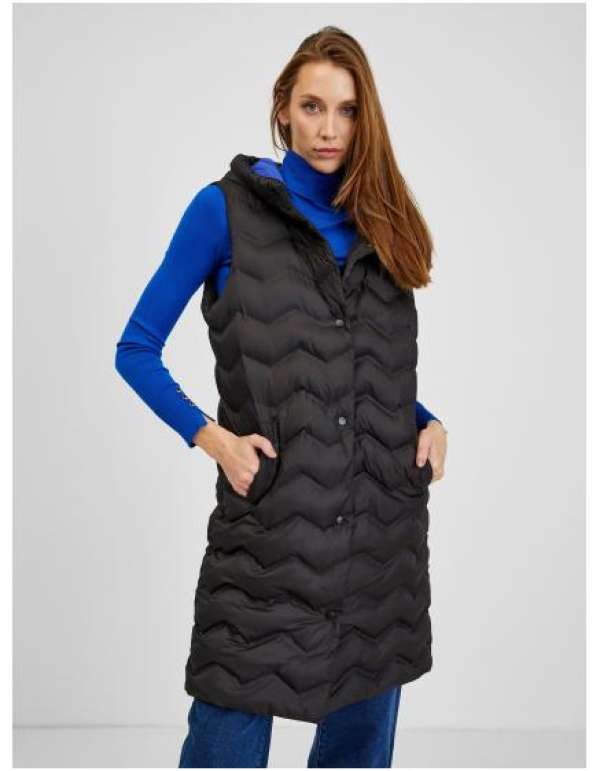 Fekete női steppelt mellény