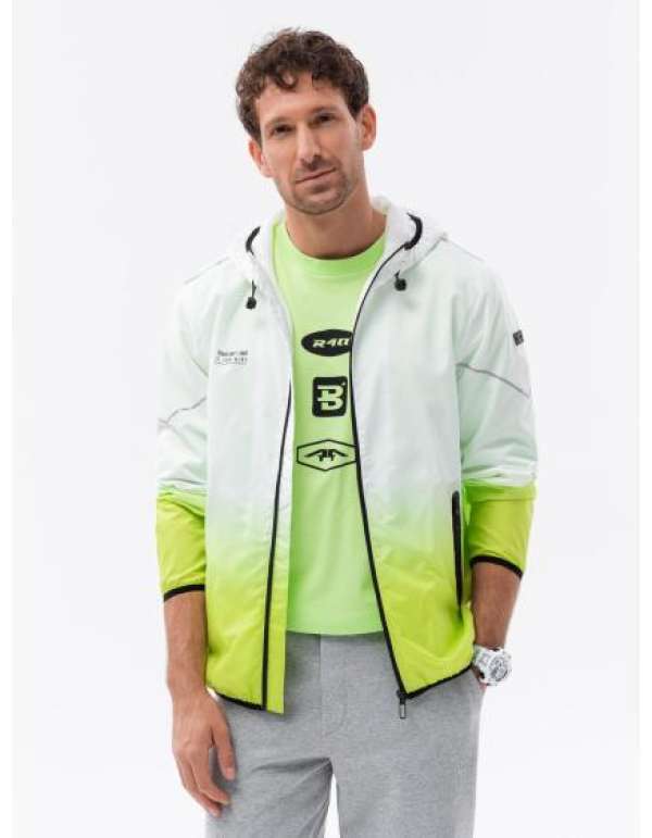 Férfi sportdzseki ombre hatású fehér és lime zöld V1 OM-JANP-0104 OM-JANP-0104