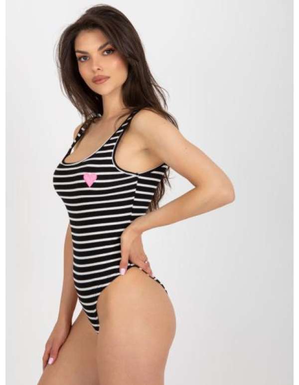 Női body foltos zsebekkel IWONA fekete-fehér