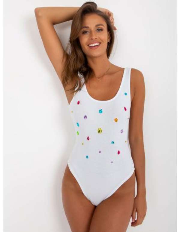 Női body applikációval BIANA fehér