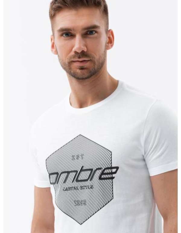 Férfi pamut póló fehér V1 S1753 S1753