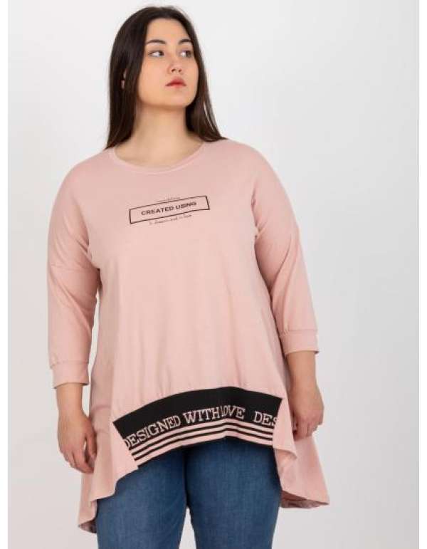 Női 3/4 ujjú tunika plus size PANSY rózsaszínű