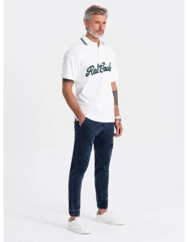 Férfi JOGGERY nadrág cargo zsebbel sötétkék V3 OM-PADJ-0112 OM-PADJ-0112