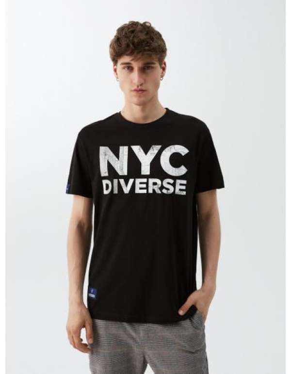 Férfi póló nyomtatott NY CITY 04 S1829 fekete