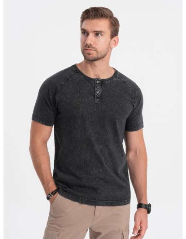 Férfi henley póló fekete V1 S1757