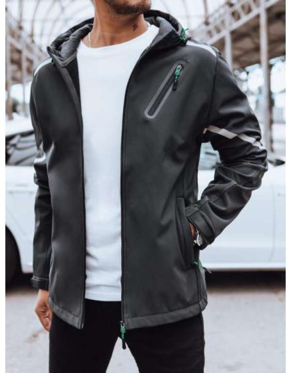 Férfi kapucnis softshell dzseki ORA sötétszürke