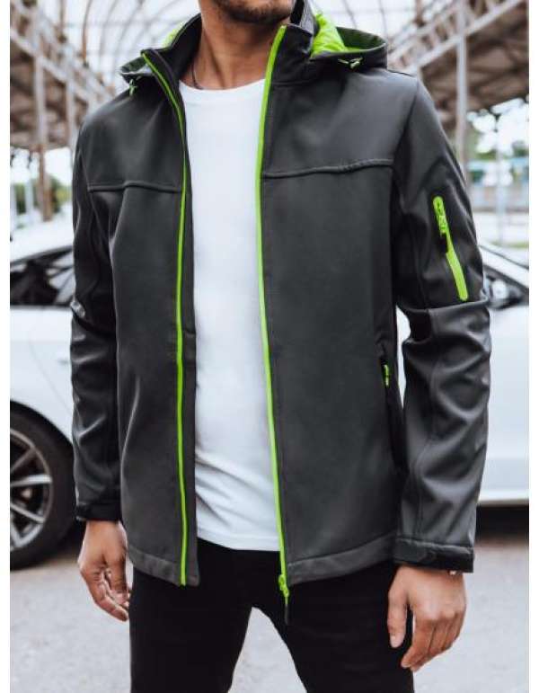 Férfi softshell dzseki kapucnival OTOS sötétszürke