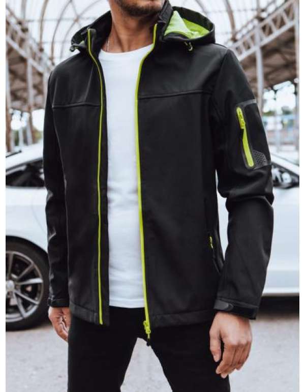 Férfi softshell dzseki kapucnival OTOS fekete