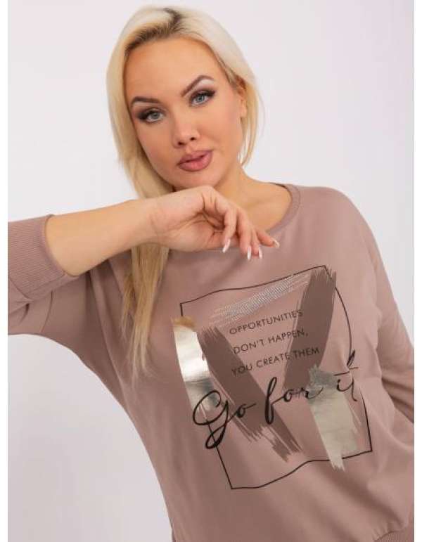 Női 3/4 ujjú blúz plus size SERENA sötétbézs sötétbézs