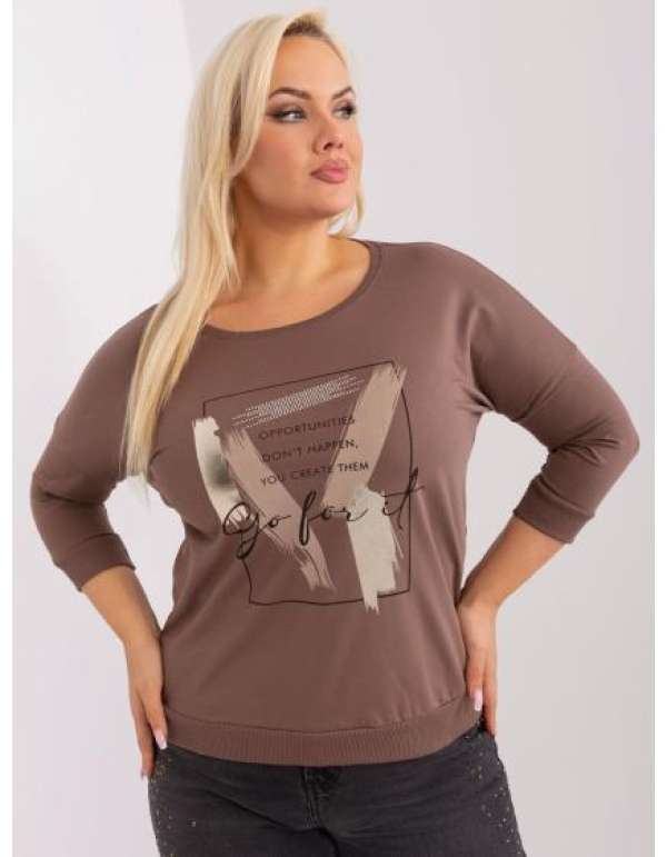 Női 3/4-es ujjú blúz plus size IMANA barna