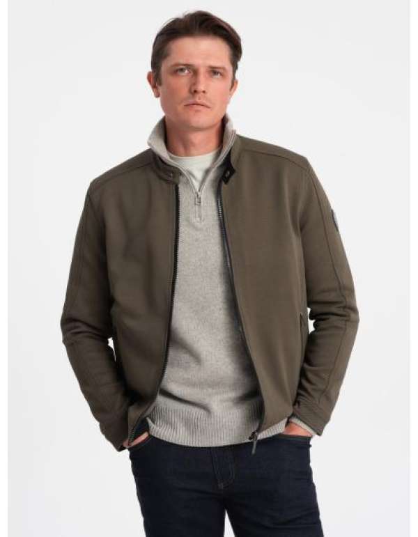 Férfi dzseki BIKER sötét olívazöld