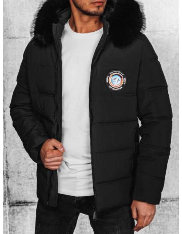 Férfi steppelt télikabát WIK fekete