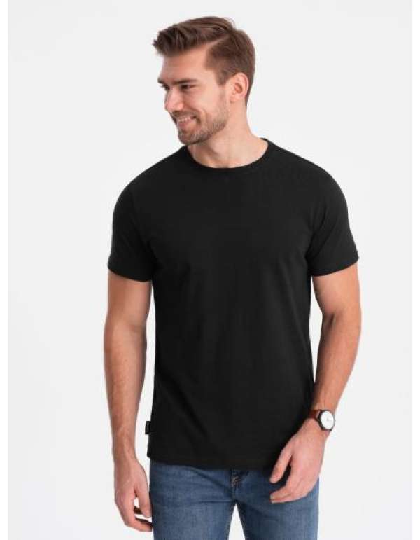 Férfi pamut póló Classic BASIC V1 OM-TSBS-0146 fekete