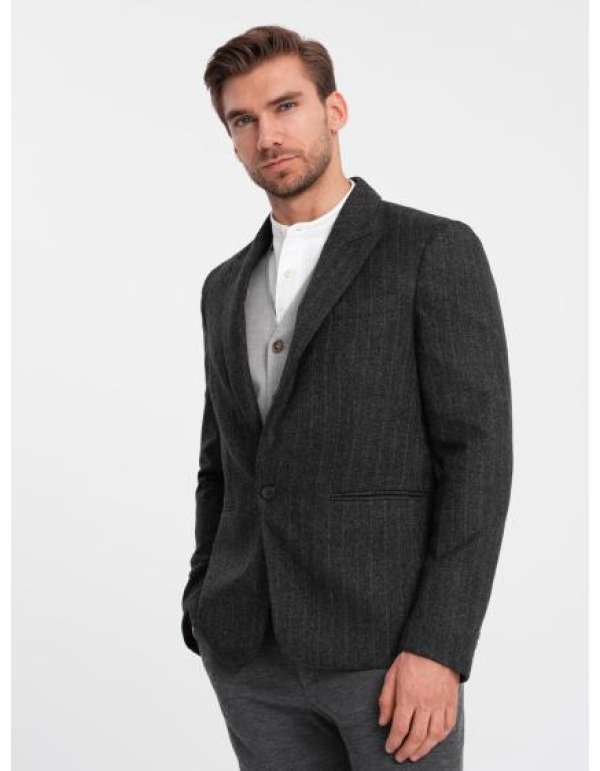 Férfi finom csíkos kabát STYLE grafit