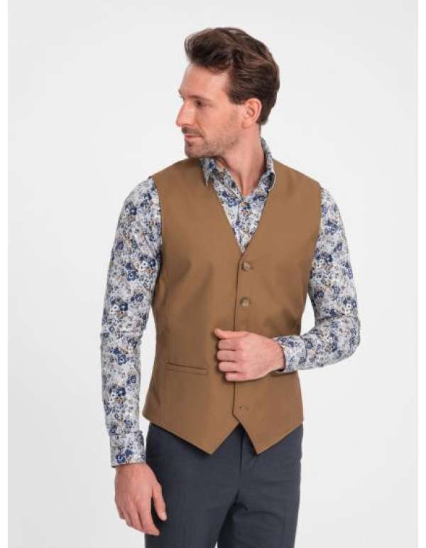 Férfi formális mellény V1 OM-BLZV-0112 OM-BLZV-0112 karamell színű