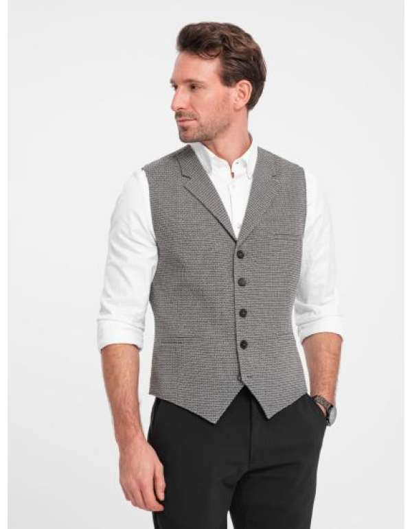 Férfi jacquard mellény hajtókával V1 OM-BLZV-0122 OM-BLZV-0122 grafit