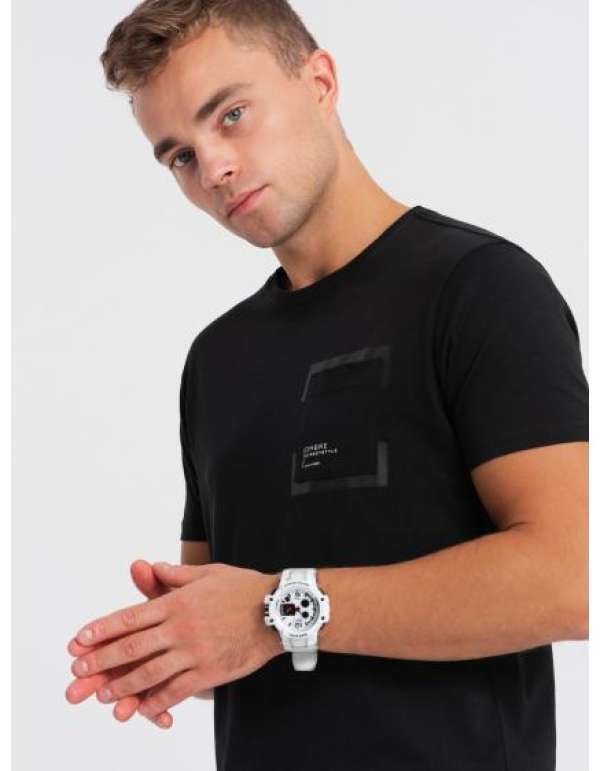 Férfi pamut póló zsebbel V1 OM-TSPT-0154 fekete